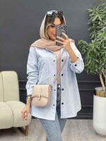 مانتو پشت دکمه دو جیب کد 4981 - تصویر 2