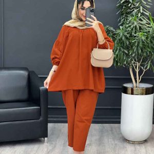 ست مانتو و شلوار جلو بسته ملینا کد 4987