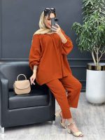 ست مانتو و شلوار جلو بسته ملینا کد 4987 - تصویر 10