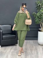 ست مانتو و شلوار جلو بسته ملینا کد 4987 - تصویر 6