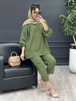 ست مانتو و شلوار جلو بسته ملینا کد 4987 - تصویر 23