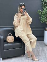 ست مانتو و شلوار جلو بسته ملینا کد 4987 - تصویر 7