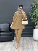 ست مانتو و شلوار جلو بسته ملینا کد 4987 - تصویر 4