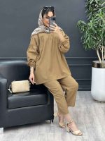 ست مانتو و شلوار جلو بسته ملینا کد 4987 - تصویر 16