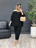 ست مانتو و شلوار جلو بسته ملینا کد 4987 - تصویر 5