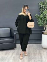 ست مانتو و شلوار جلو بسته ملینا کد 4987 - تصویر 8