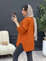 مانتو لینن دو جیب بغل هلال کد 4896 - تصویر 8