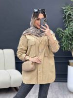 مانتو لینن دو جیب بغل هلال کد 4896 - تصویر 7