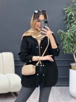 مانتو لینن دو جیب بغل هلال کد 4896 - تصویر 14