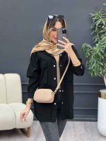 مانتو لینن دو جیب بغل هلال کد 4896 - تصویر 6