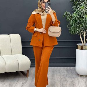 ست مانتو و شلوار دو دکمه پروا کد 4891