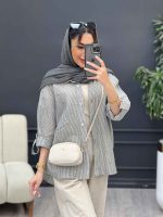 شومیز راه راه دو جیب نیلا کد 4962 - تصویر 9