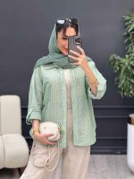 شومیز راه راه دو جیب نیلا کد 4962 - تصویر 7