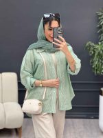 شومیز راه راه دو جیب نیلا کد 4962 - تصویر 19