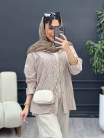 شومیز راه راه دو جیب نیلا کد 4962 - تصویر 5
