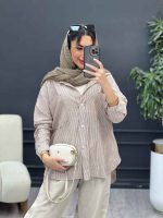 شومیز راه راه دو جیب نیلا کد 4962 - تصویر 12