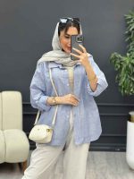 شومیز راه راه دو جیب نیلا کد 4962 - تصویر 18