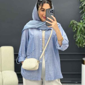 شومیز راه راه دو جیب نیلا کد 4962