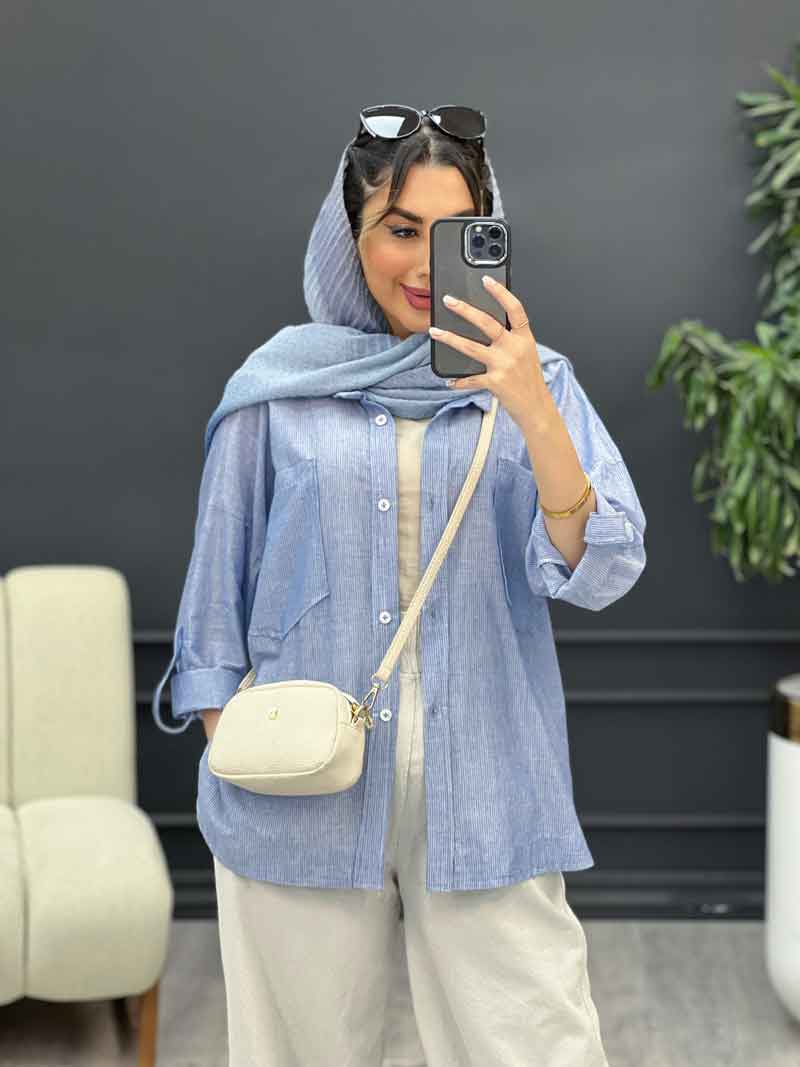 شومیز راه راه دو جیب نیلا کد 4962 شومیز راه راه دو جیب نیلا کد 4962