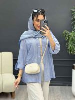 شومیز راه راه دو جیب نیلا کد 4962 - تصویر 10