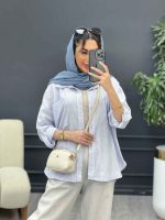 شومیز راه راه دو جیب نیلا کد 4962 - تصویر 4