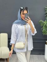 شومیز راه راه دو جیب نیلا کد 4962 - تصویر 13