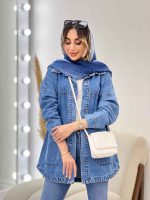 مانتو جین برش دار دو جیب کد 4974 - تصویر 15