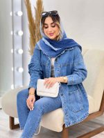 مانتو جین برش دار دو جیب کد 4974 - تصویر 13