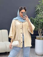 مانتو سر جیب دکمه دریا کد 4980 - تصویر 5