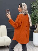 مانتو پشت دکمه دو جیب کد 4981 - تصویر 20