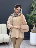 مانتو جلو بسته دکمه مخفی 4965 - تصویر 6