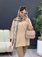 مانتو جلو بسته دکمه مخفی 4965 - تصویر 14