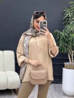مانتو جلو بسته دکمه مخفی 4965 - تصویر 8