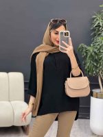 مانتو جلو بسته دکمه مخفی 4965 - تصویر 3