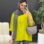 مانتو جلو بسته دکمه مخفی 4965