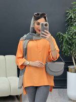 مانتو جلو بسته دکمه مخفی 4965 - تصویر 4