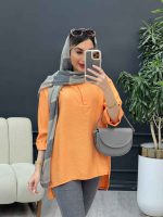 مانتو جلو بسته دکمه مخفی 4965 - تصویر 20