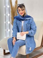 مانتو جین دو جیب زاپ دار تینا کد 4976 - تصویر 3