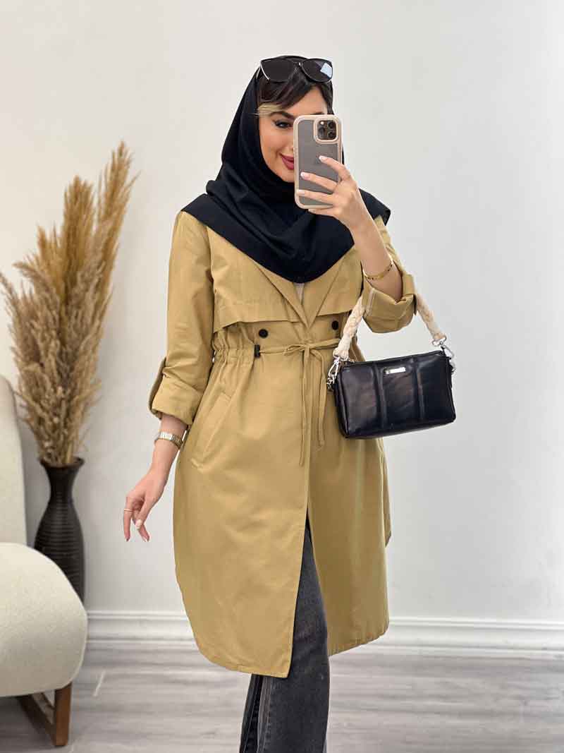مانتو کمر گت ژیله دار کد 4975 مانتو کمر گت ژیله دار کد 4975