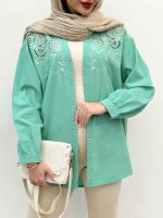 مانتو جلو گلدوزی نرگس کد 4998 - تصویر 7