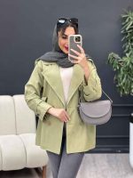 مانتو لینن چهار دکمه سرشانه پاگن کد 5001 - تصویر 8