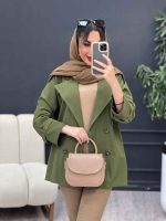 مانتو لینن چهار دکمه سرشانه پاگن کد 5001 - تصویر 14