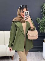 مانتو لینن چهار دکمه سرشانه پاگن کد 5001 - تصویر 18