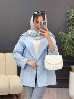 مانتو لینن چهار دکمه سرشانه پاگن کد 5001 - تصویر 17