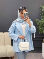 مانتو لینن چهار دکمه سرشانه پاگن کد 5001 - تصویر 5