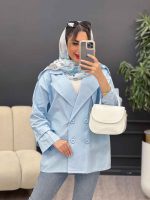 مانتو لینن چهار دکمه سرشانه پاگن کد 5001 - تصویر 13