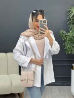 مانتو لینن چهار دکمه سرشانه پاگن کد 5001 - تصویر 12