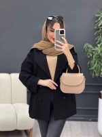 مانتو لینن چهار دکمه سرشانه پاگن کد 5001 - تصویر 3