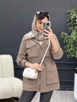 مانتو چهار جیب پاکتی کمر گت کد 4906 - تصویر 8