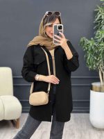 مانتو پشت پیله دو جیب سوگند کد 4996 - تصویر 4